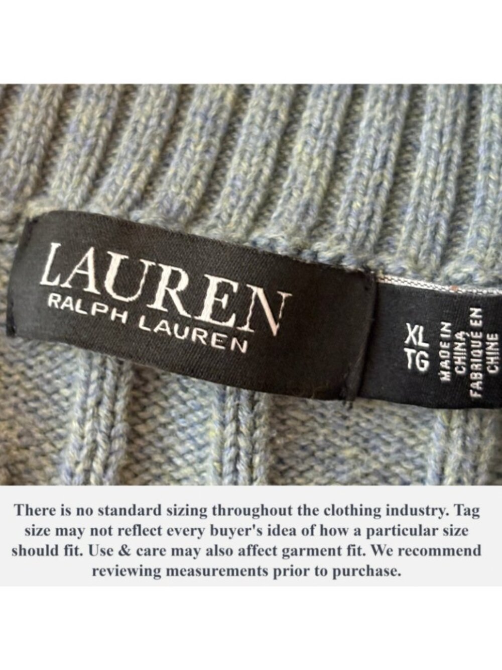 Lauren Ralph Lauren Cardigan Women XL Sage Cable Knit Cotton Shawl Collar Buckle - Picture 10 of 11
